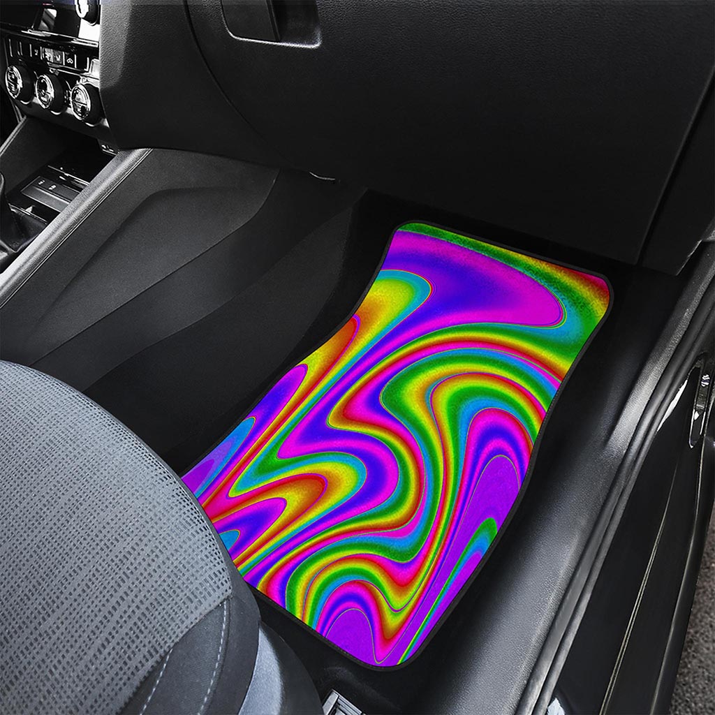 Abstract Neon Trippy Print Front and Back Car Floor Mats