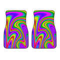 Abstract Neon Trippy Print Front Car Floor Mats