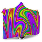 Abstract Neon Trippy Print Hooded Blanket