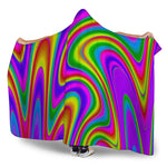 Abstract Neon Trippy Print Hooded Blanket