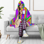 Abstract Neon Trippy Print Hooded Blanket