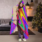 Abstract Neon Trippy Print Hooded Blanket