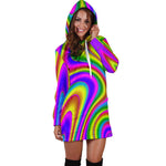 Abstract Neon Trippy Print Hoodie Dress GearFrost