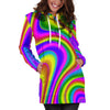 Abstract Neon Trippy Print Hoodie Dress GearFrost