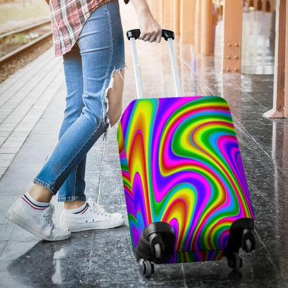 Abstract Neon Trippy Print Luggage Cover GearFrost
