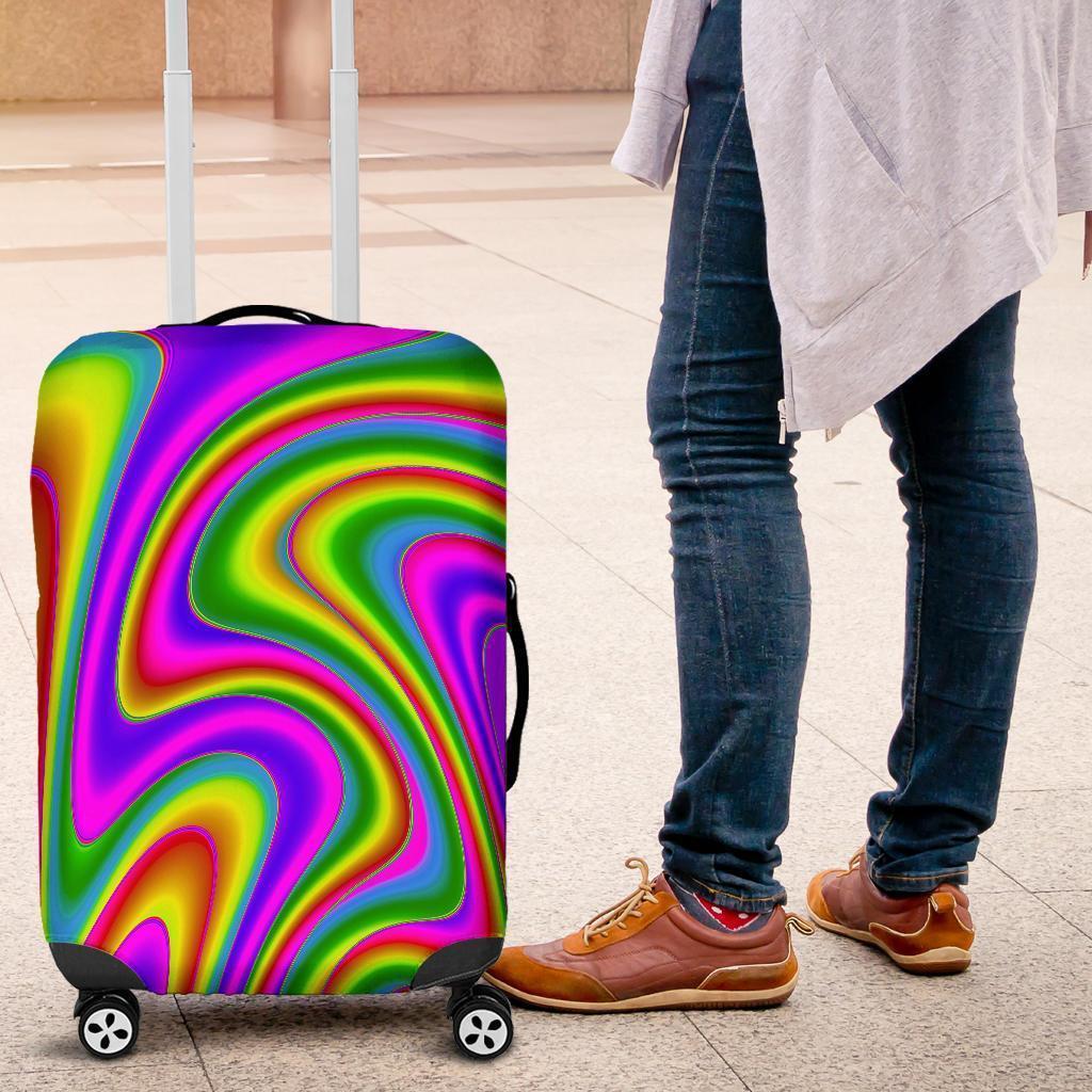 Abstract Neon Trippy Print Luggage Cover GearFrost