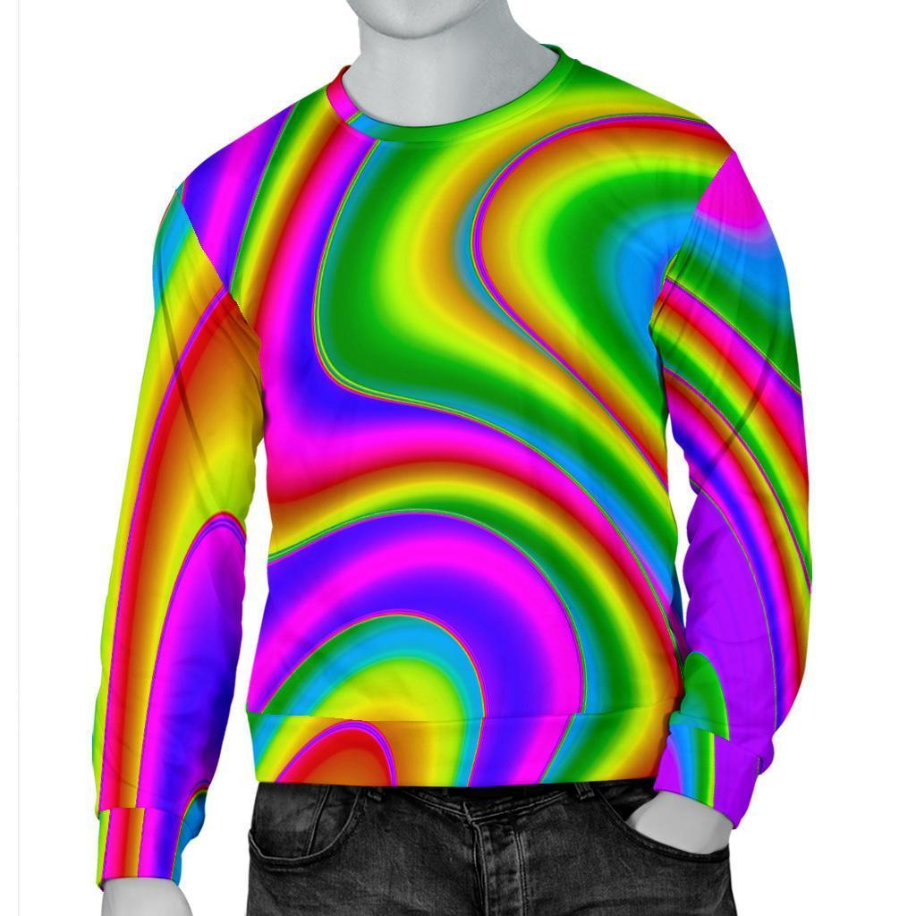 Abstract Neon Trippy Print Men's Crewneck Sweatshirt GearFrost
