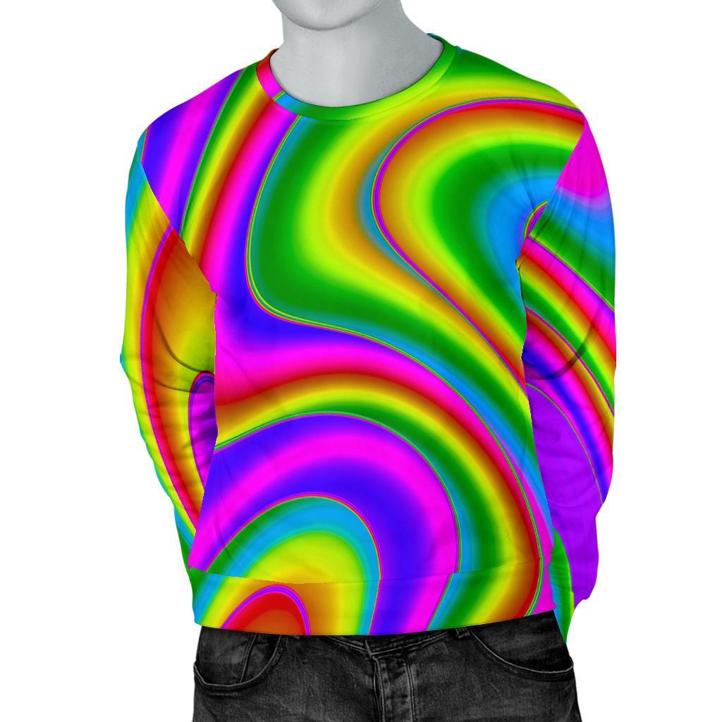 Abstract Neon Trippy Print Men's Crewneck Sweatshirt GearFrost
