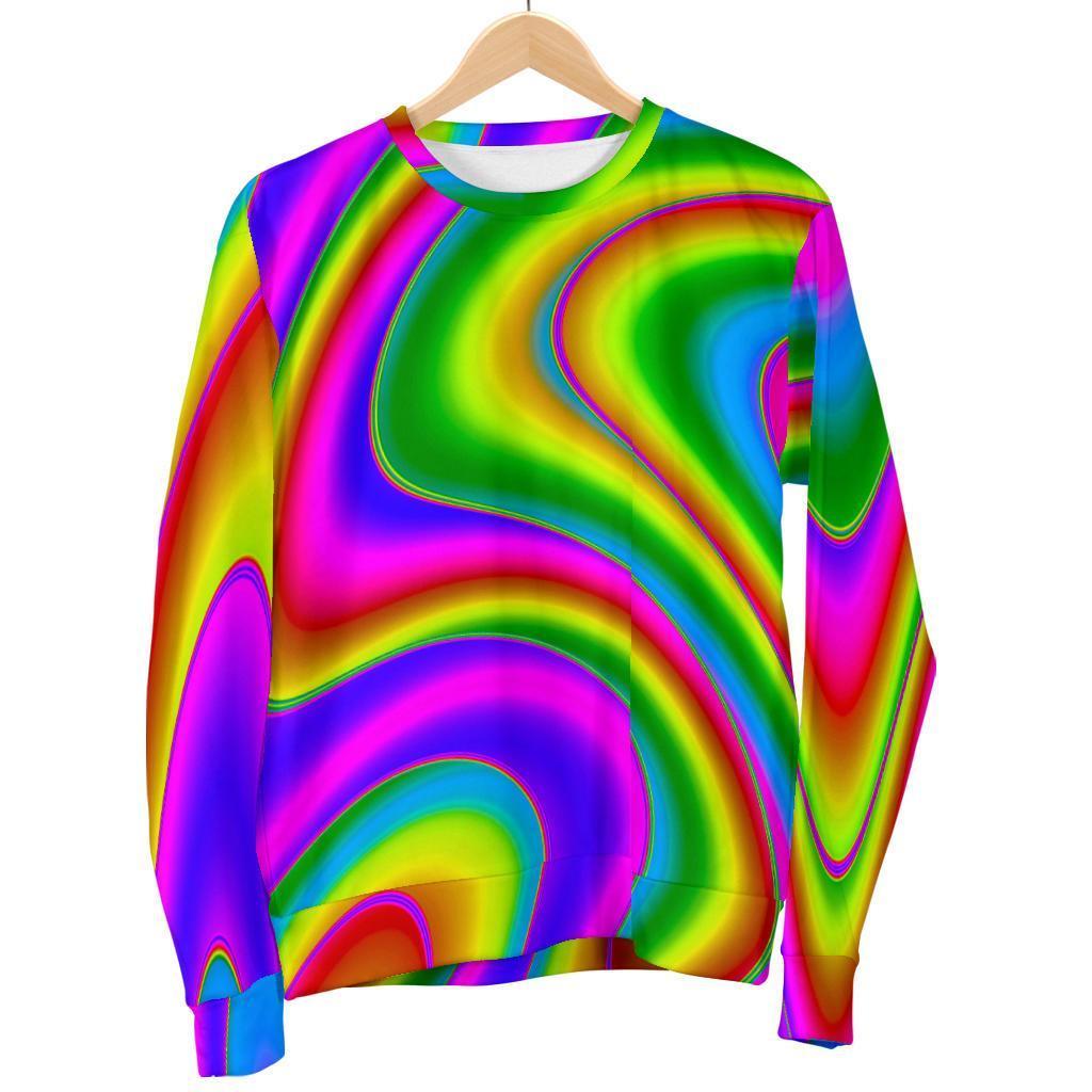 Abstract Neon Trippy Print Men's Crewneck Sweatshirt GearFrost