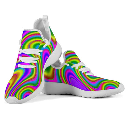 Abstract Neon Trippy Print Mesh Knit Shoes GearFrost