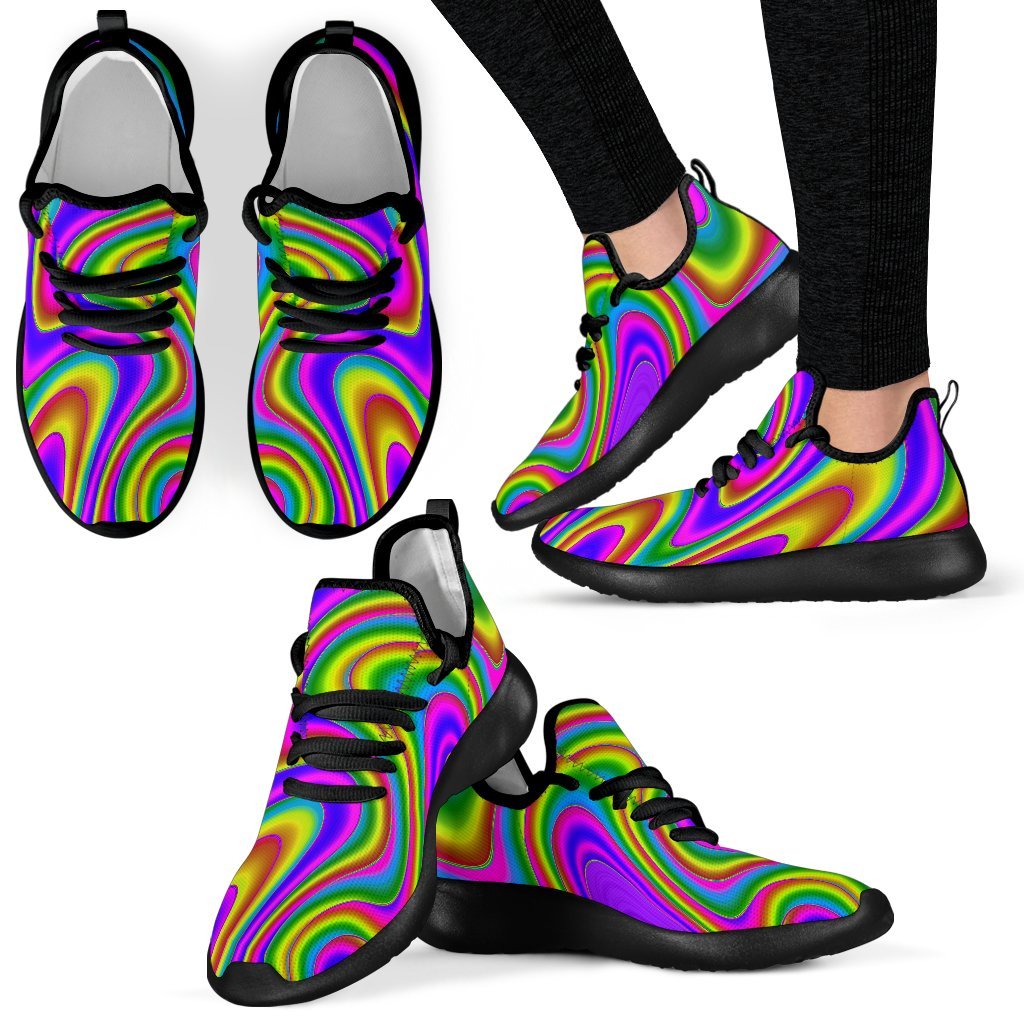 Abstract Neon Trippy Print Mesh Knit Shoes GearFrost
