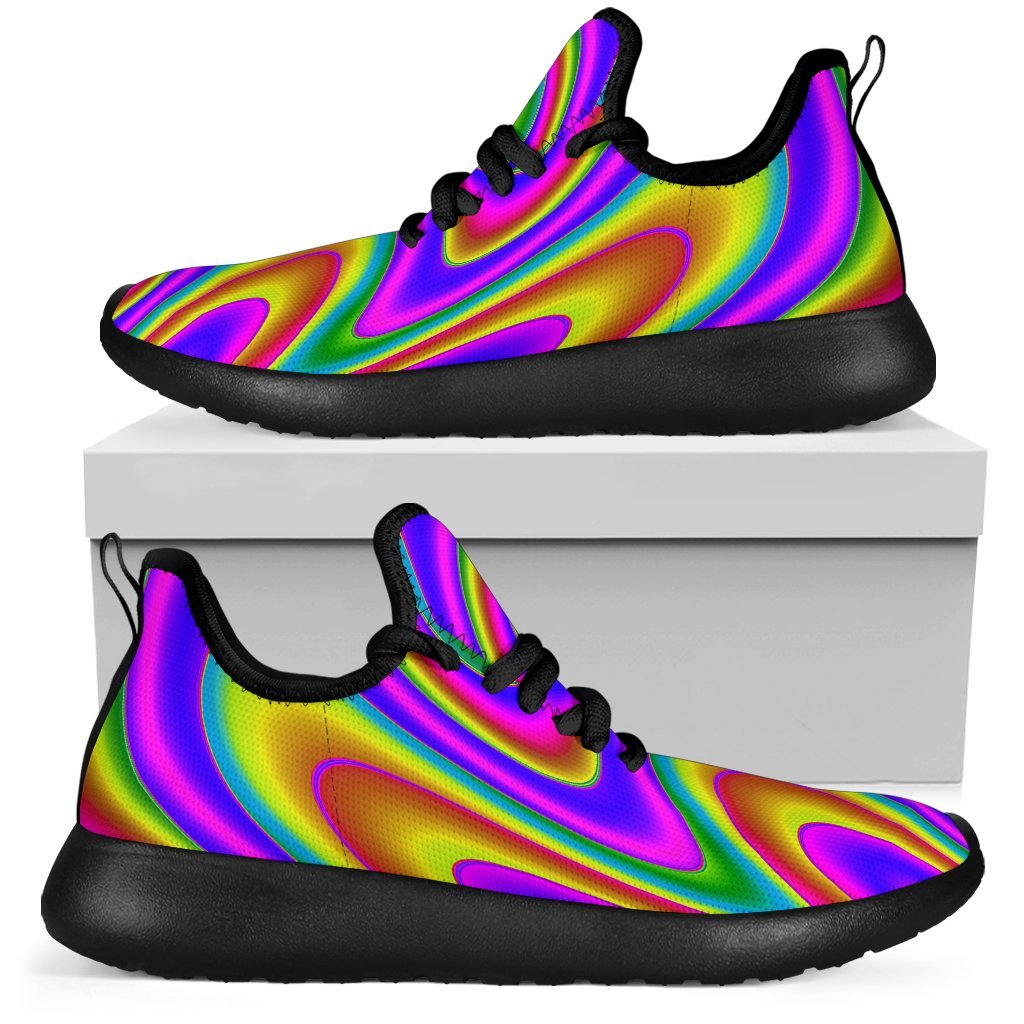 Abstract Neon Trippy Print Mesh Knit Shoes GearFrost