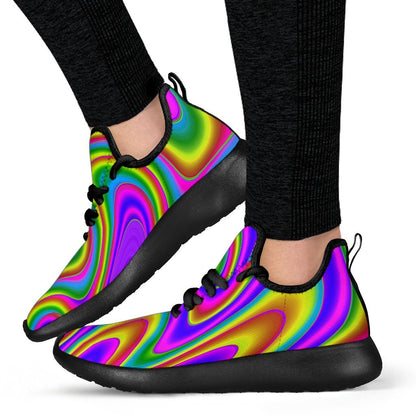Abstract Neon Trippy Print Mesh Knit Shoes GearFrost