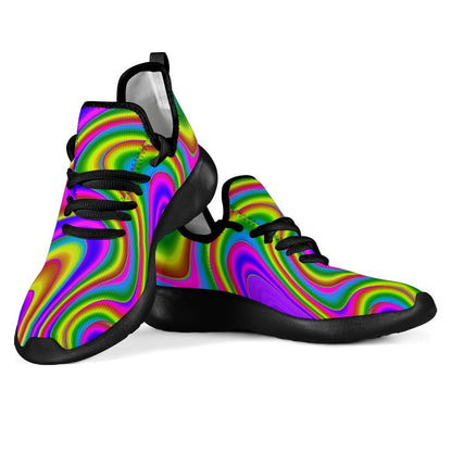 Abstract Neon Trippy Print Mesh Knit Shoes GearFrost