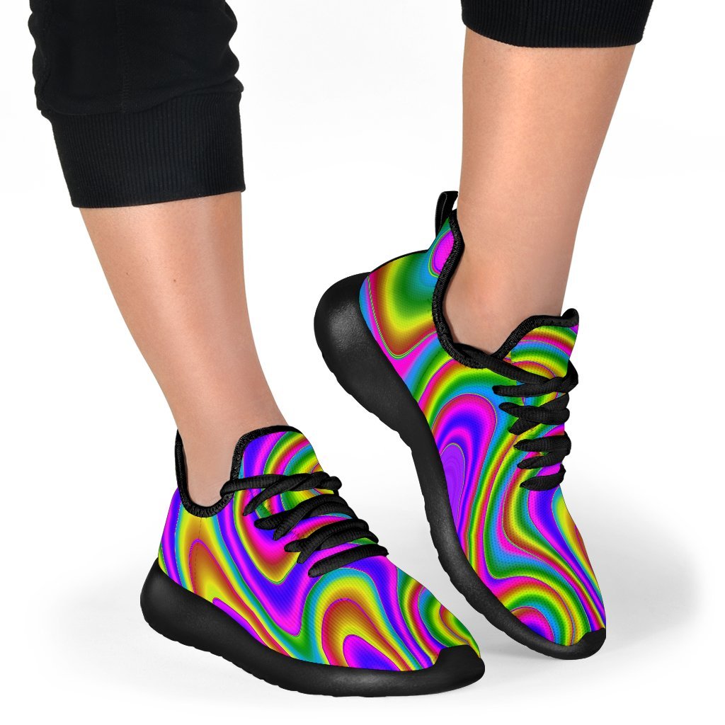 Abstract Neon Trippy Print Mesh Knit Shoes GearFrost