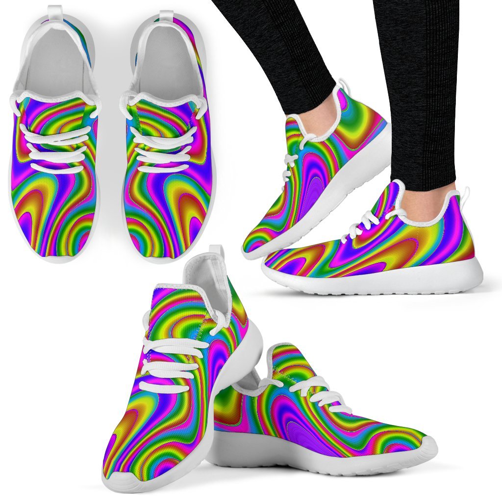 Abstract Neon Trippy Print Mesh Knit Shoes GearFrost