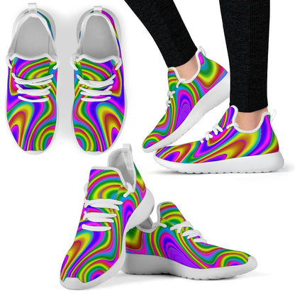 Abstract Neon Trippy Print Mesh Knit Shoes GearFrost