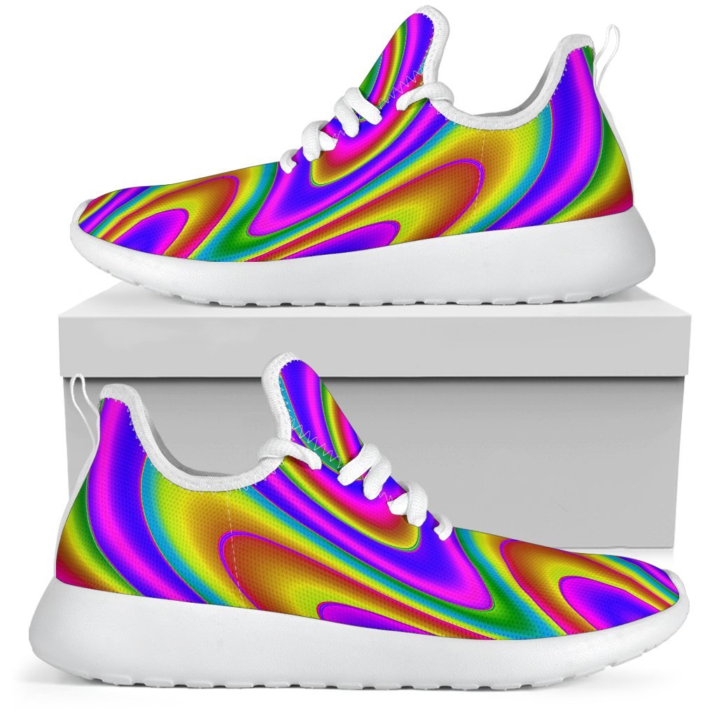 Abstract Neon Trippy Print Mesh Knit Shoes GearFrost