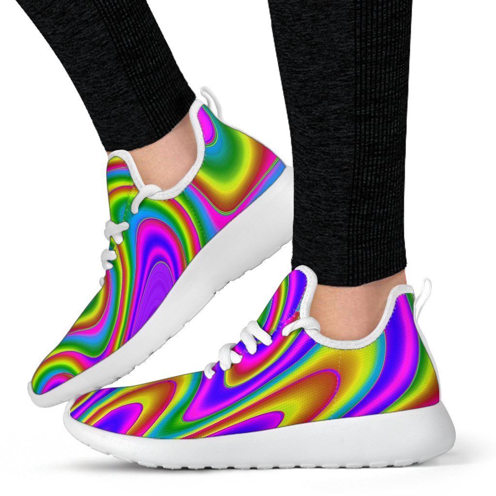 Abstract Neon Trippy Print Mesh Knit Shoes GearFrost