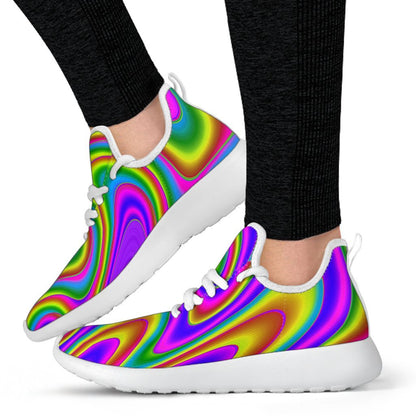 Abstract Neon Trippy Print Mesh Knit Shoes GearFrost
