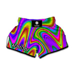 Abstract Neon Trippy Print Muay Thai Boxing Shorts