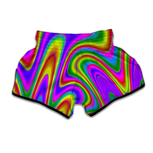 Abstract Neon Trippy Print Muay Thai Boxing Shorts