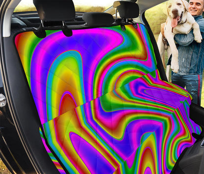 Abstract Neon Trippy Print Pet Car Back Seat Cover