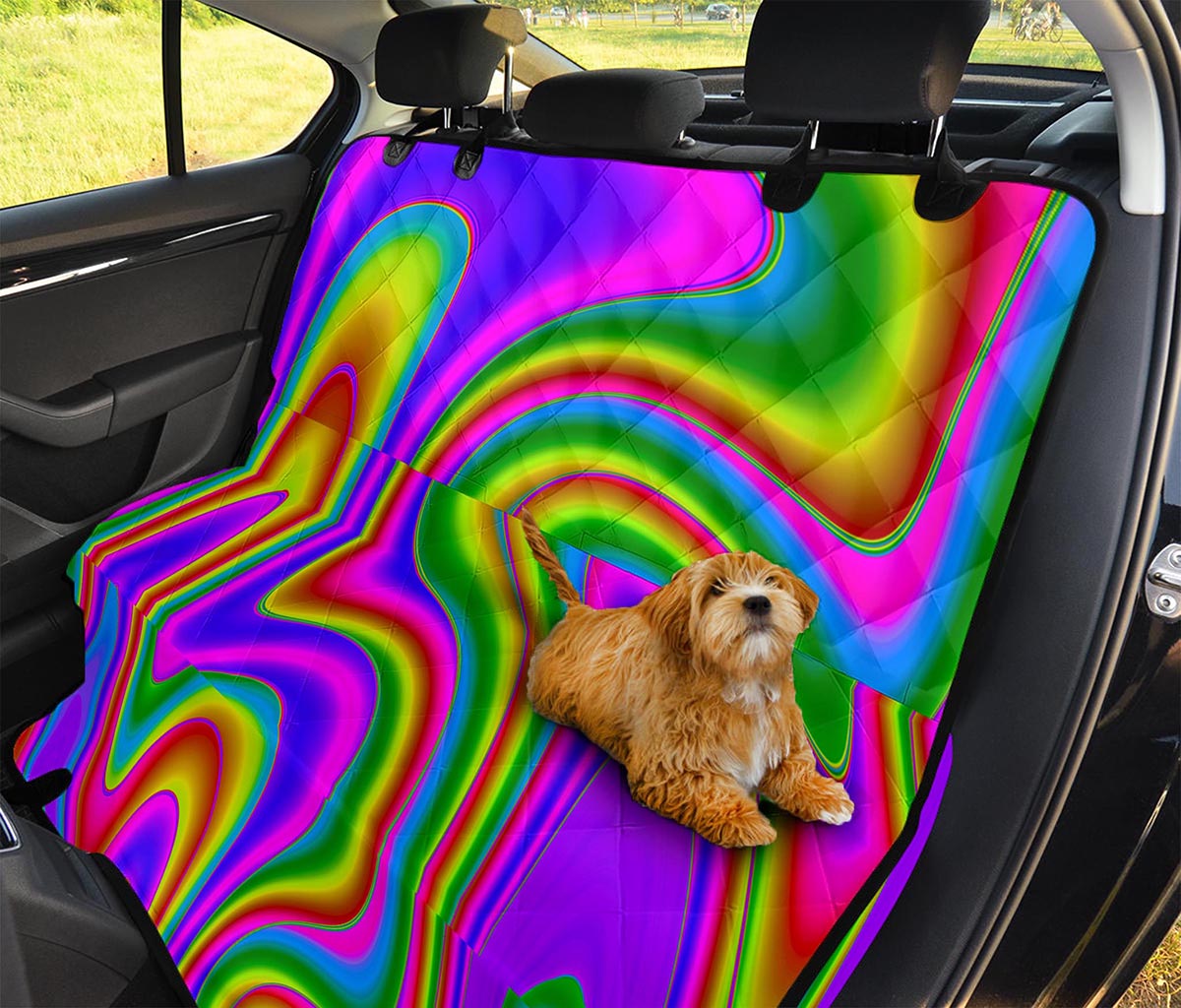 Abstract Neon Trippy Print Pet Car Back Seat Cover