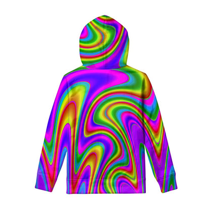 Abstract Neon Trippy Print Pullover Hoodie