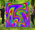 Abstract Neon Trippy Print Quilt