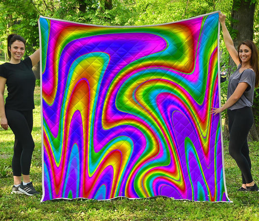 Abstract Neon Trippy Print Quilt