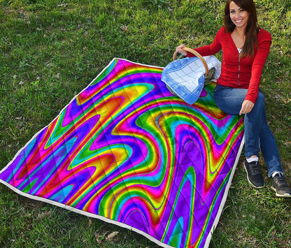 Abstract Neon Trippy Print Quilt