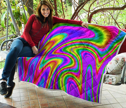 Abstract Neon Trippy Print Quilt