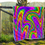 Abstract Neon Trippy Print Quilt