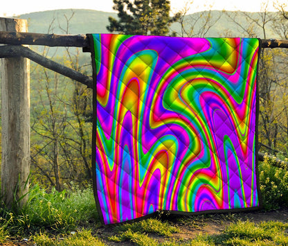 Abstract Neon Trippy Print Quilt
