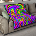 Abstract Neon Trippy Print Quilt