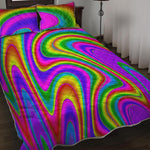 Abstract Neon Trippy Print Quilt Bed Set