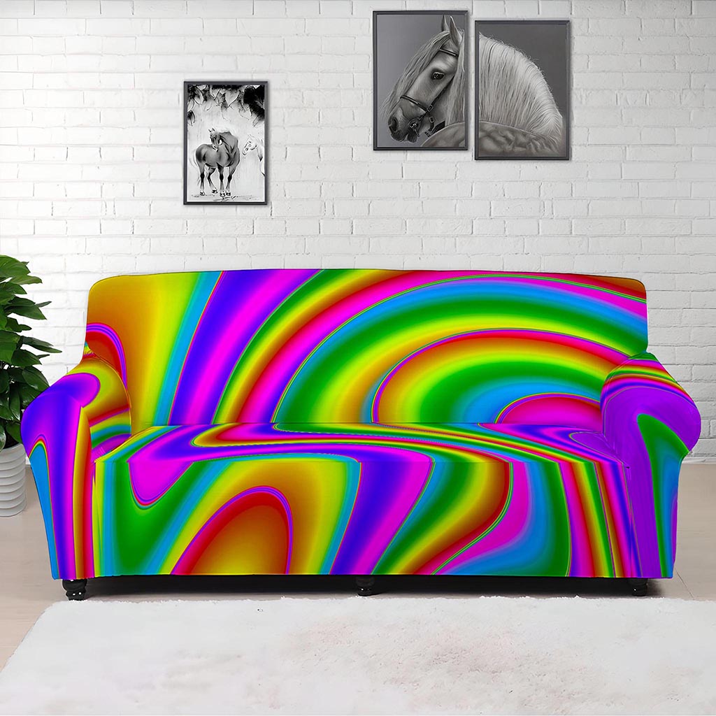 Abstract Neon Trippy Print Sofa Cover
