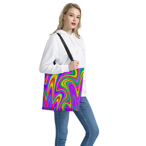 Abstract Neon Trippy Print Tote Bag