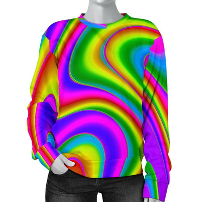 Abstract Neon Trippy Print Women's Crewneck Sweatshirt GearFrost