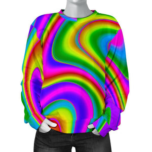 Abstract Neon Trippy Print Women's Crewneck Sweatshirt GearFrost
