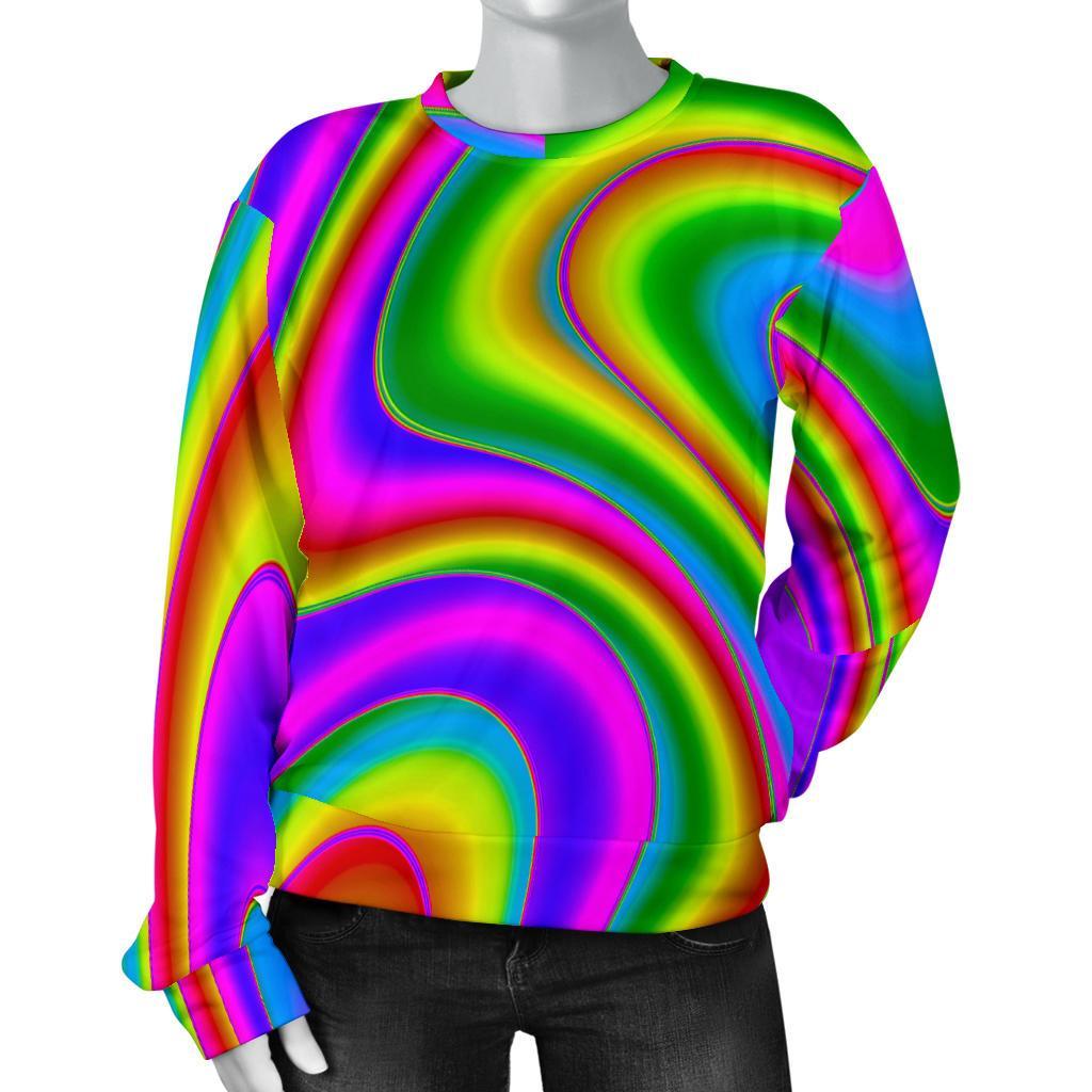 Abstract Neon Trippy Print Women's Crewneck Sweatshirt GearFrost
