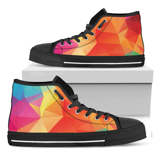 Abstract Polygonal Geometric Print Black High Top Shoes