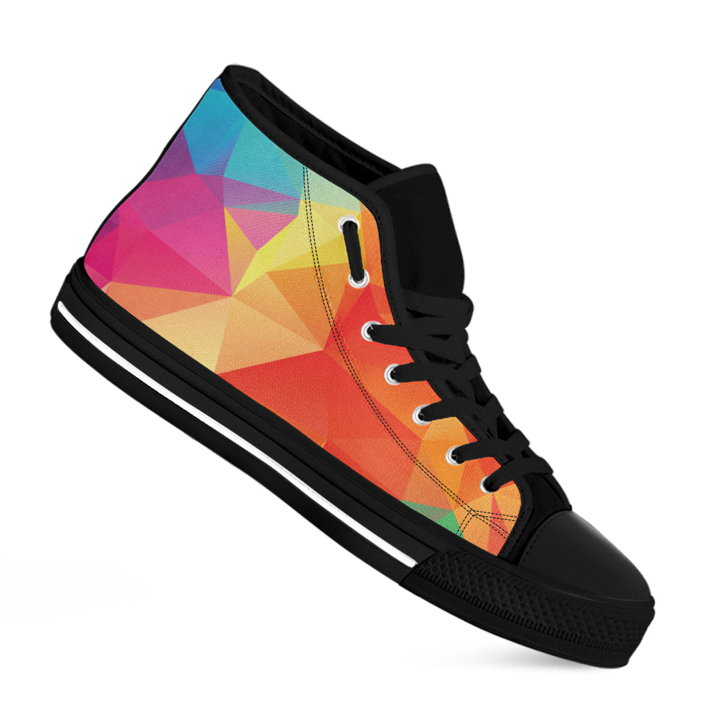 Abstract Polygonal Geometric Print Black High Top Shoes