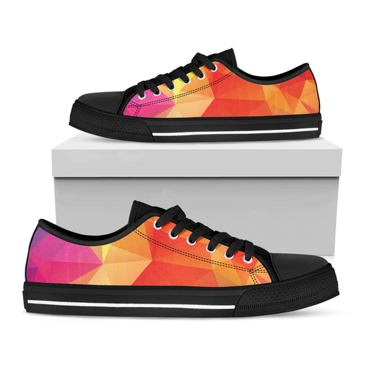 Abstract Polygonal Geometric Print Black Low Top Shoes