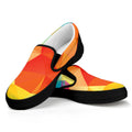 Abstract Polygonal Geometric Print Black Slip On Sneakers