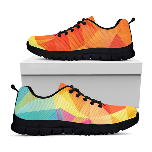 Abstract Polygonal Geometric Print Black Sneakers