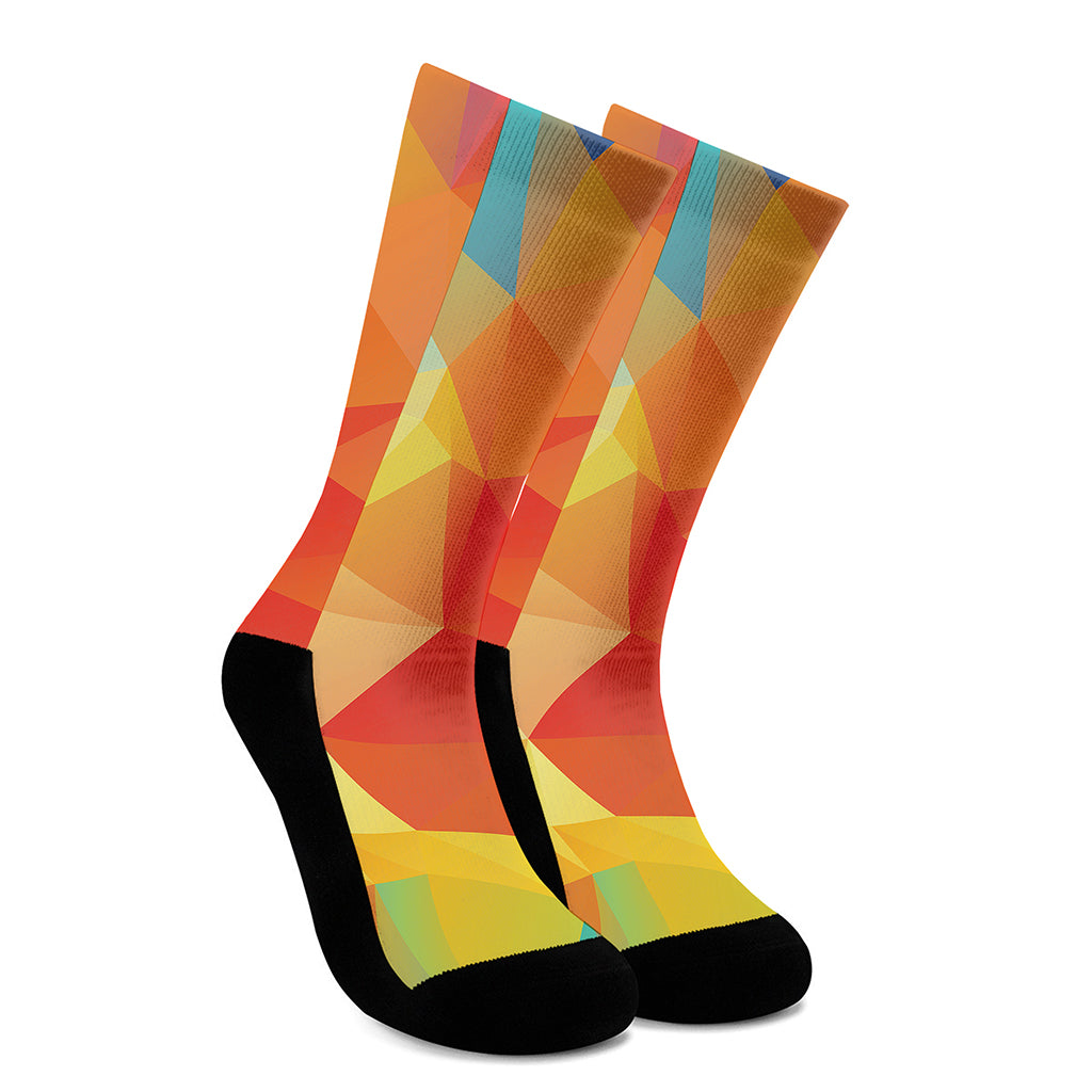 Abstract Polygonal Geometric Print Crew Socks