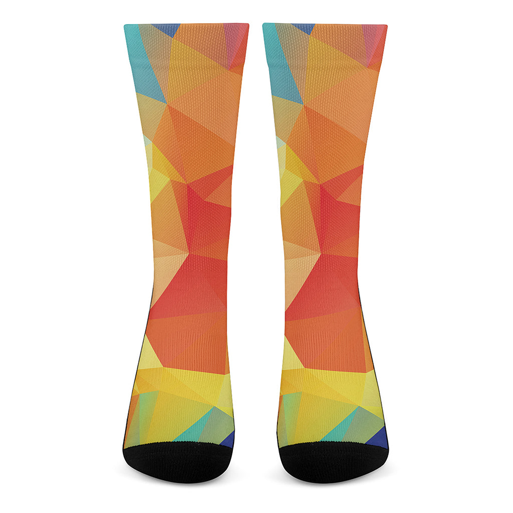 Abstract Polygonal Geometric Print Crew Socks