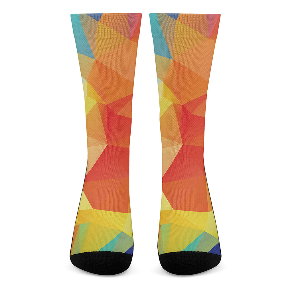 Abstract Polygonal Geometric Print Crew Socks